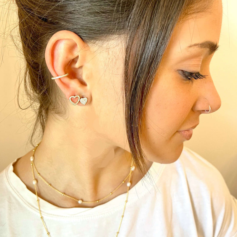 Two Hearts Stud Earrings