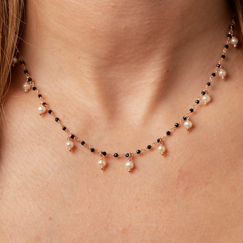 Pearl rosary choker necklace