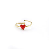 Anello Red Heart in argento placcato oro - Nuvola Gioielli