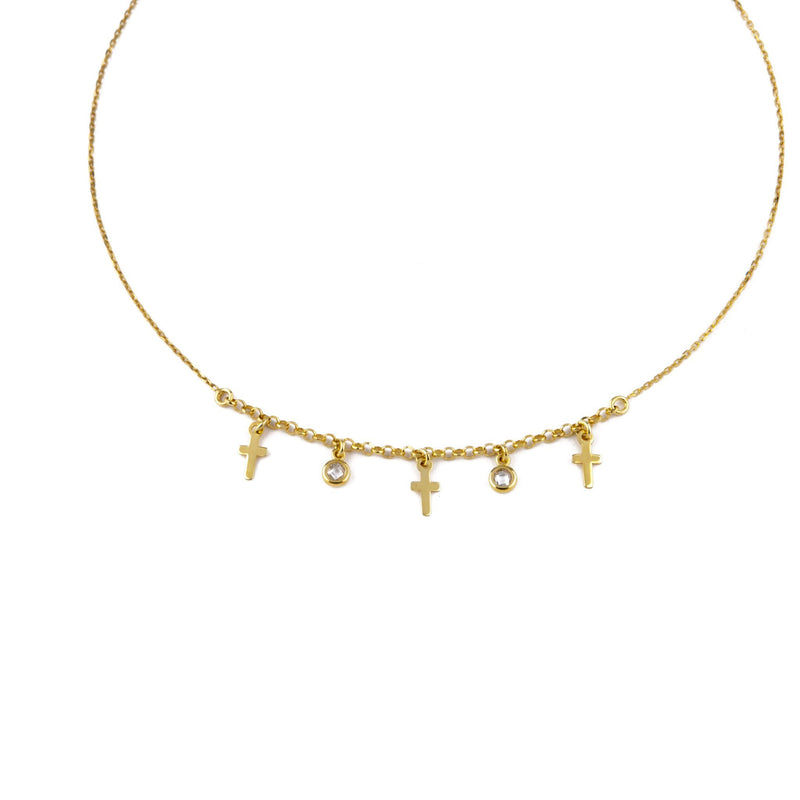 Collana girocollo crocette e zirconi - Nuvola Gioielli
